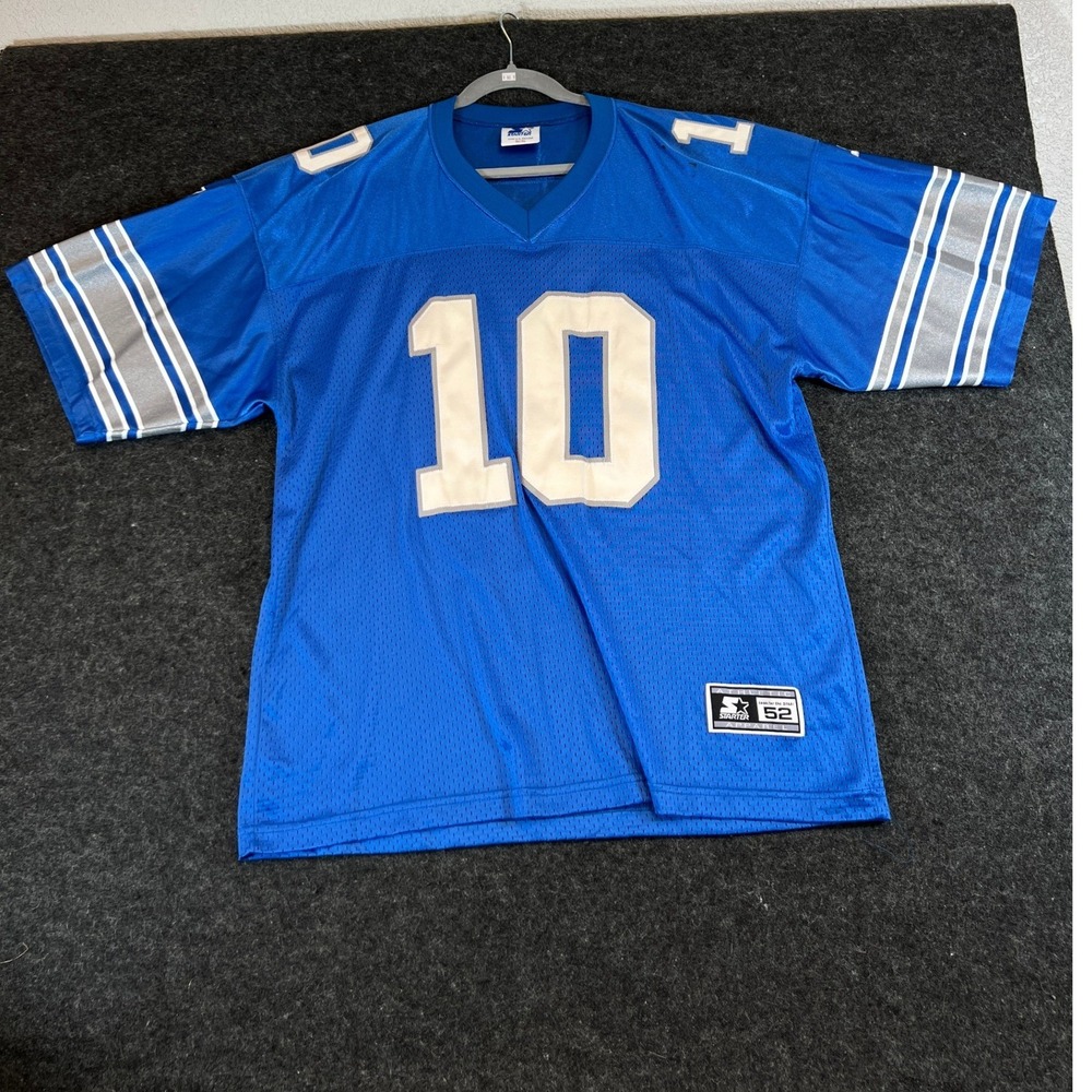 Vintage 90s Detroit Lions Charlie Batch #10 Football Jersey Mens Size XL 52 Blue